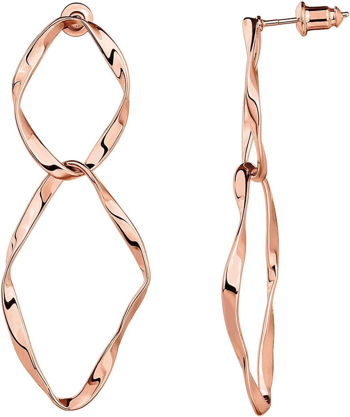 گوشواره های آویز زنانه پاوی با روکش طلای 14 عیار | گوشواره های حلقه ای آویز بی نهایت زیبا