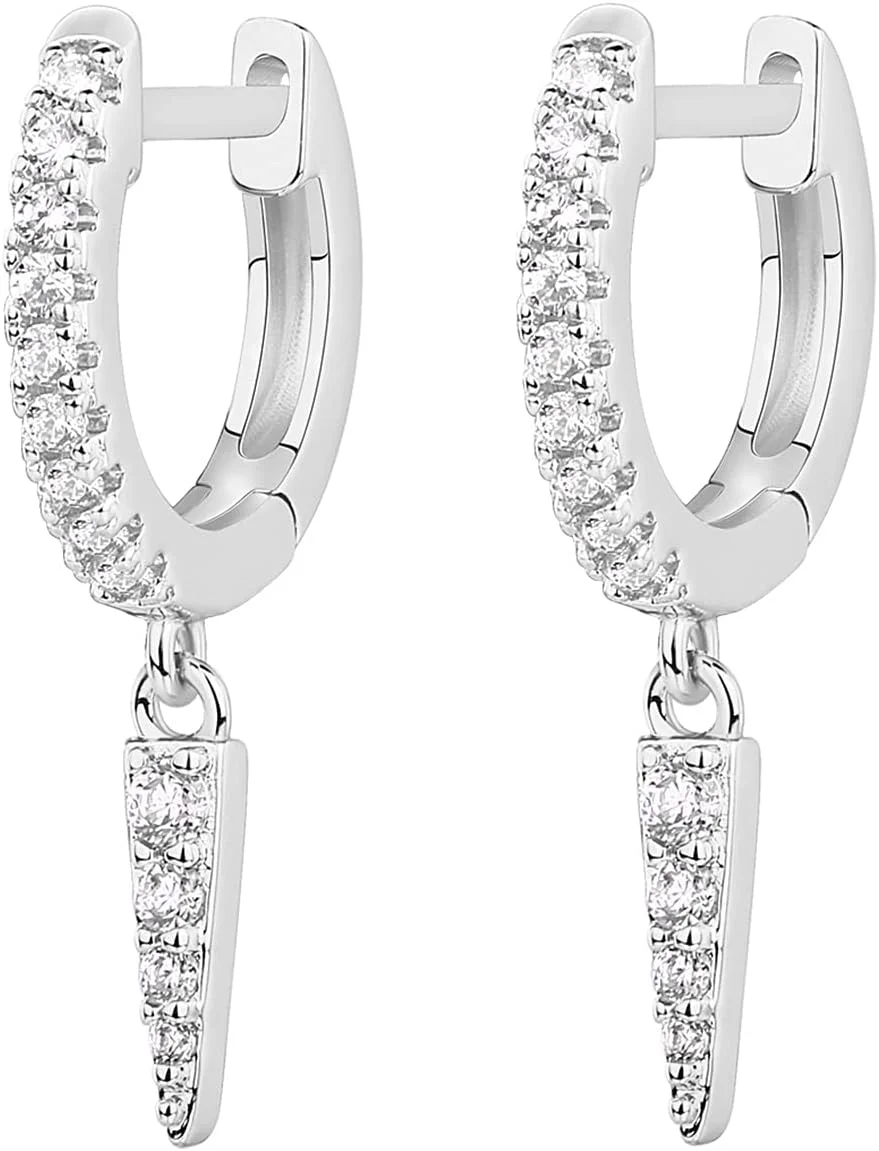 گوشواره های آویزی/آویز حلقه ای سبک وزن با روکش طلای 14 عیار و پایه نقره استرلینگ S925 پاوی برای زنان | ستاره، قفل، پروانه، ماه، رعد و برق | گوشواره های ظریف