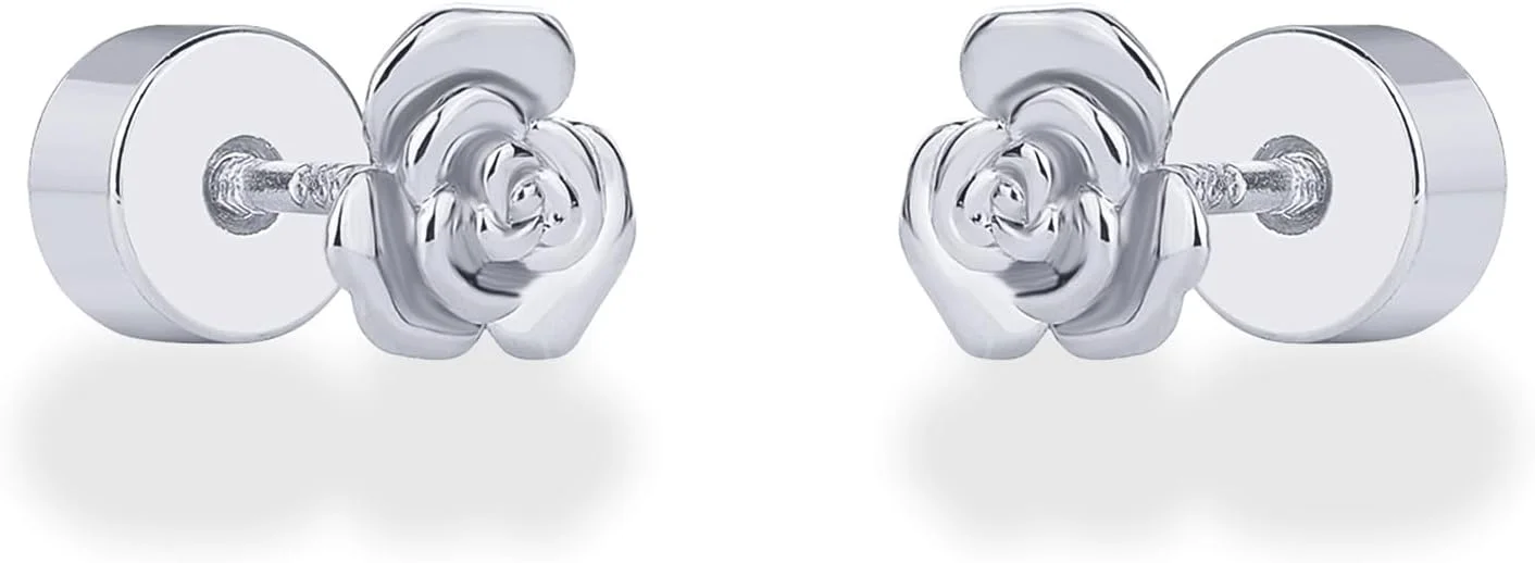 گوشواره های میخی پشت صاف زنانه پاوی، روکش طلای 14 عیار، پایه نقره استرلینگ 925 | پیرسینگ غضروف رز