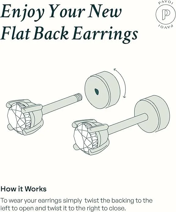 گوشواره های میخی پشت صاف زنانه پاوی، روکش طلای 14 عیار، پایه نقره استرلینگ 925 | پیرسینگ غضروف رز