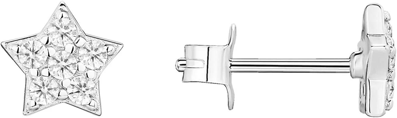 گوشواره های طرح آسمانی رعد و برق، ماه و ستاره با روکش طلای 14 عیار، نقره استرلینگ | گوشواره های ظریف زنانه