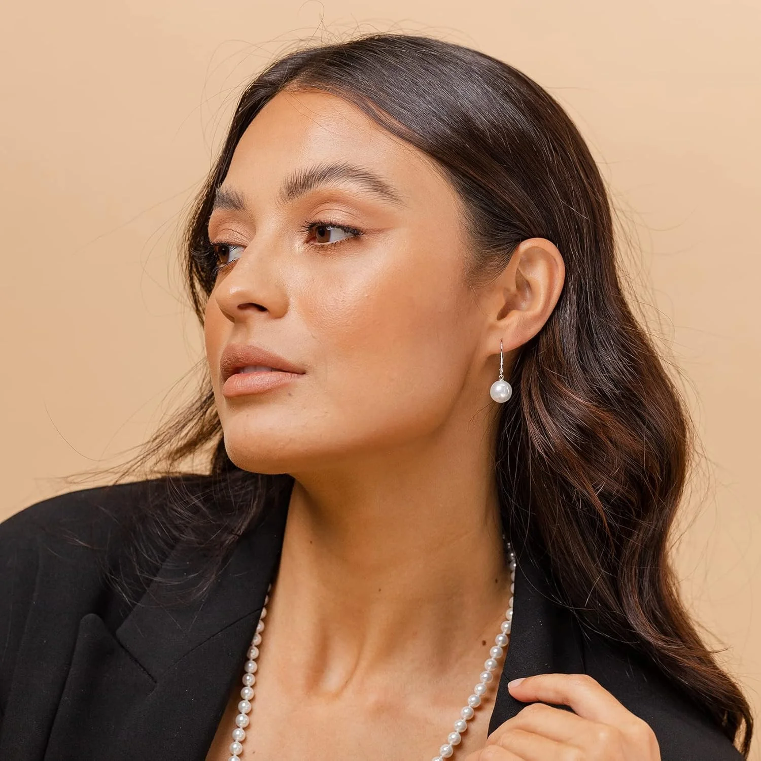 گوشواره های میخی آویز اهرمی مروارید صدفی شبیه سازی شده نقره استرلینگ PAVOI گوشواره های میخی آویز اهرمی مروارید صدفی شبیه سازی شده نقره استرلینگ PAVOI