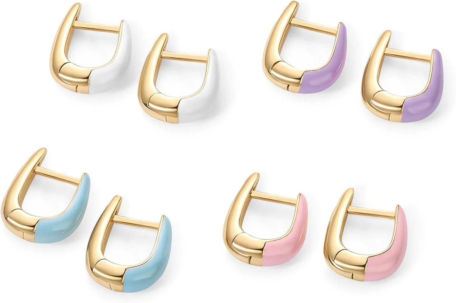 گوشواره های حلقه ای آغوشی U شکل میناکاری شده با روکش طلای 14 عیار و پایه نقره استرلینگ PAVOI | گوشواره های حلقه ای میناکاری رنگی برای زنان | جواهرات میناکاری آبی، صورتی، بنفش، سفید گوشواره های حلقه ای آغوشی U شکل میناکاری شده با روکش طلای 14 عیار و پایه نقره استرلینگ PAVOI | گوشواره های حلقه ای میناکاری رنگی برای زنان | جواهرات میناکاری آبی، صورتی، بنفش، سفید