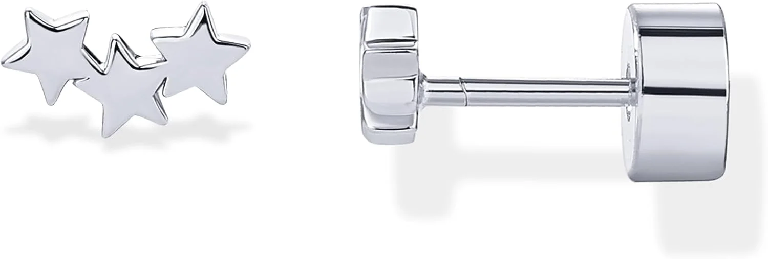 گوشواره های سه ستاره تخت با روکش طلای 14 عیار PAVOI | جواهرات مد روز برای زنان