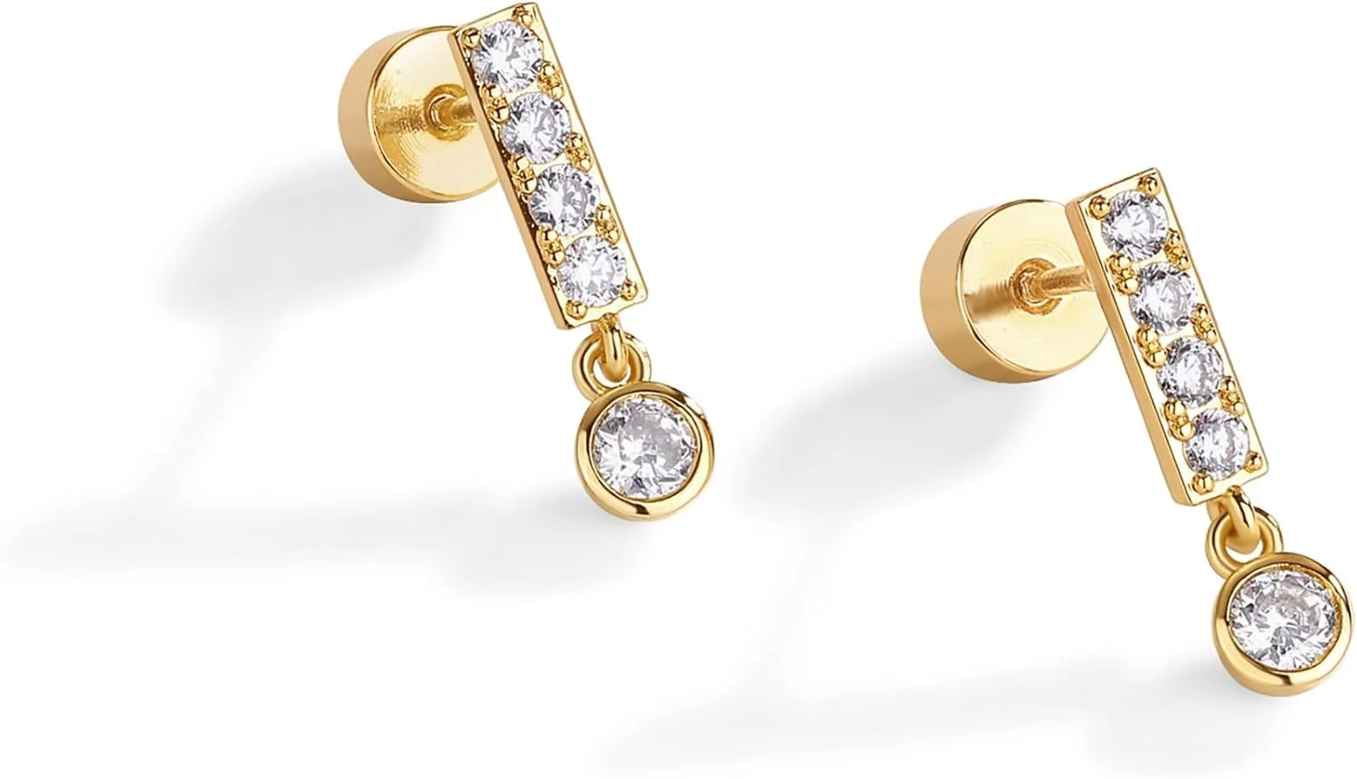 PAVOI 14K Gold Plated Sterling Silver Posts Cubic Zirconia Bar Flat Backs Stud Earrings for Women - Earscape Drop Dangle Round CZ Mini Stud Earrings PAVOI 14K Gold Plated Sterling Silver Posts Cubic Zirconia Bar Flat Backs Stud Earrings for Women - Earscape Drop Dangle Round CZ Mini Stud Earrings
