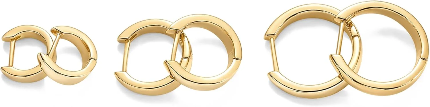 گوشواره های حلقه ای کوچک پاوی با روکش طلای 18 عیار و پایه نقره استرلینگ - ست 3 جفتی | بسته حلقه ای ضخیم هاگی برای زنان 12 میلی متر 16 میلی متر 20 میلی متر گوشواره های حلقه ای کوچک پاوی با روکش طلای 18 عیار و پایه نقره استرلینگ - ست 3 جفتی | بسته حلقه ای ضخیم هاگی برای زنان 12 میلی متر 16 میلی متر 20 میلی متر