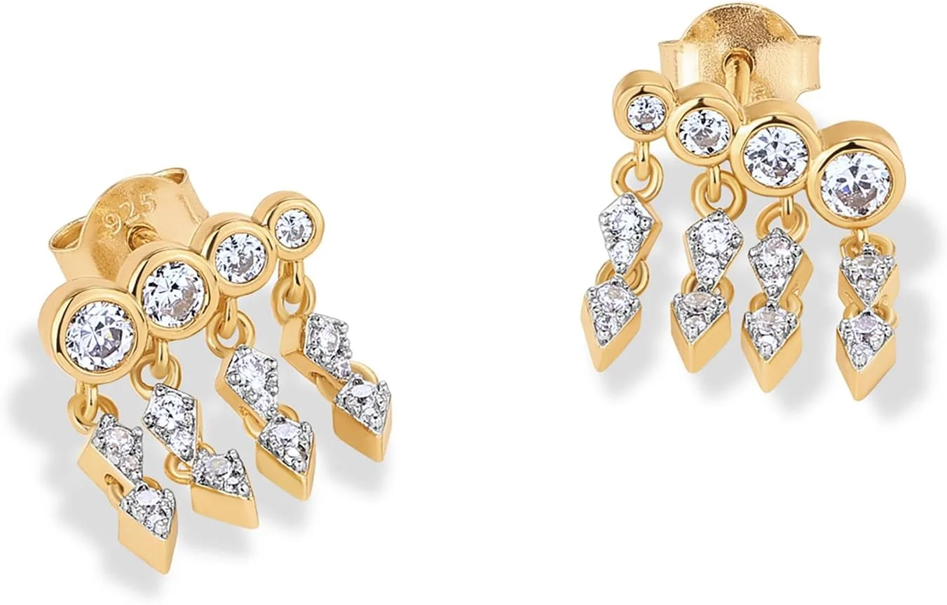 گوشواره های خزنده زیرکونیا مکعبی با روکش طلای 14 عیار PAVOI برای زنان | گوشواره های گل میخ Earscape گوشواره های خزنده زیرکونیا مکعبی با روکش طلای 14 عیار PAVOI برای زنان | گوشواره های گل میخ Earscape