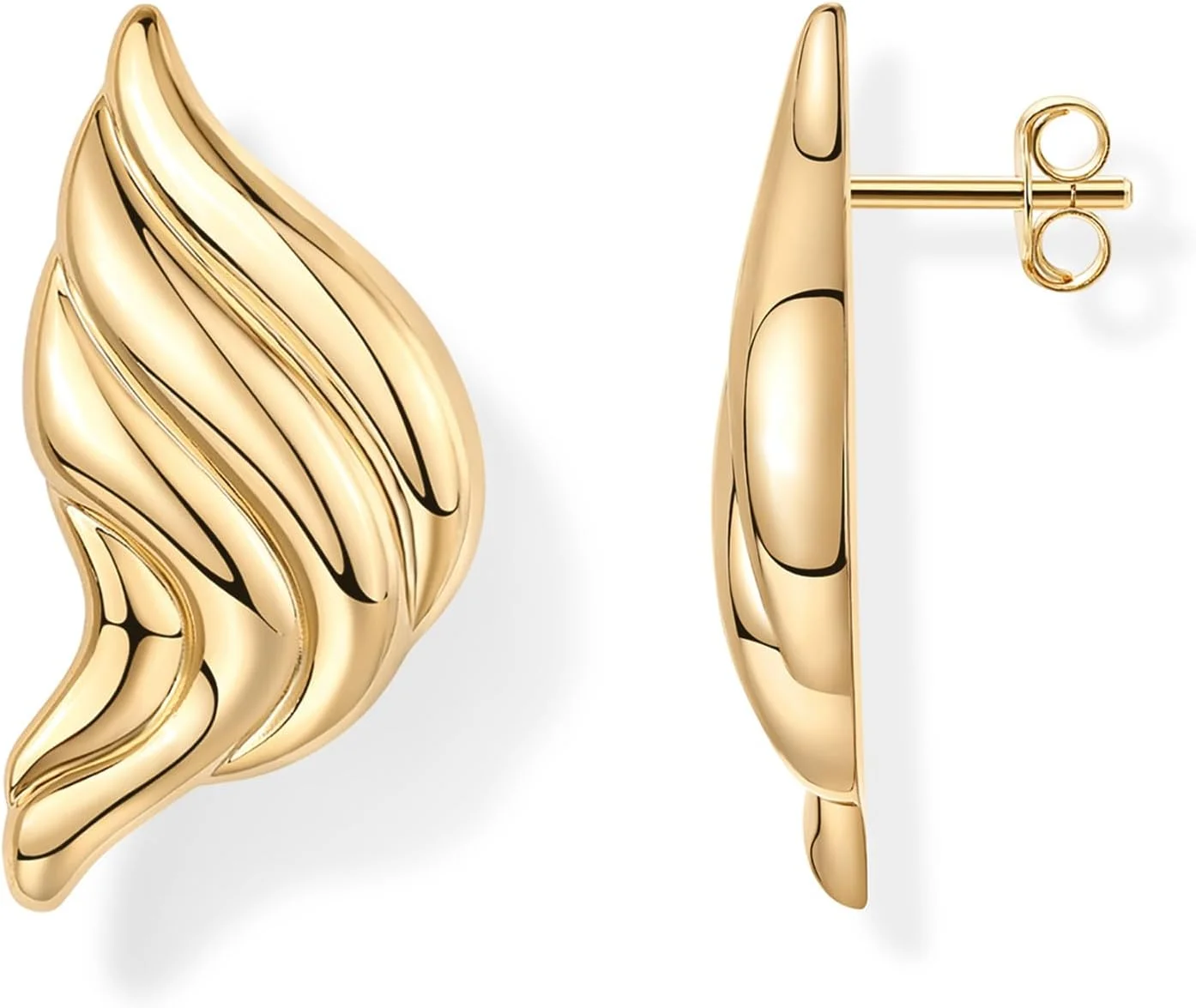 گوشواره های میخی صدف دار برجسته با روکش طلای 14 عیار PAVOI - گوشواره های بیانیه ای هندسی مد روز برای زنان