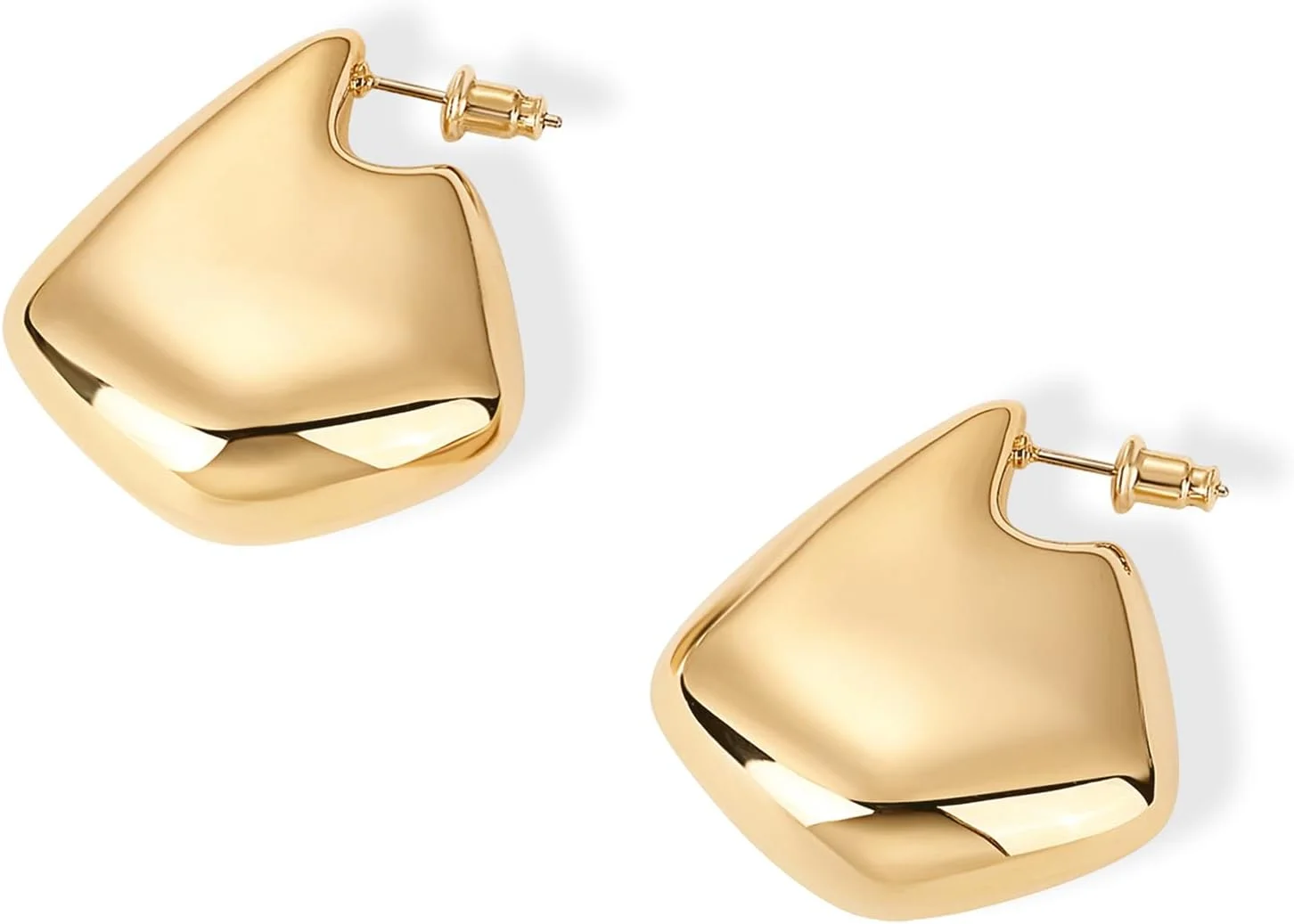 گوشواره های زنانه پاوی با روکش طلای 14 عیار و پایه نقره استرلینگ - گوشواره های هندسی گنبدی اشکی آویز حلقه ای طلایی درشت گوشواره های زنانه پاوی با روکش طلای 14 عیار و پایه نقره استرلینگ - گوشواره های هندسی گنبدی اشکی آویز حلقه ای طلایی درشت