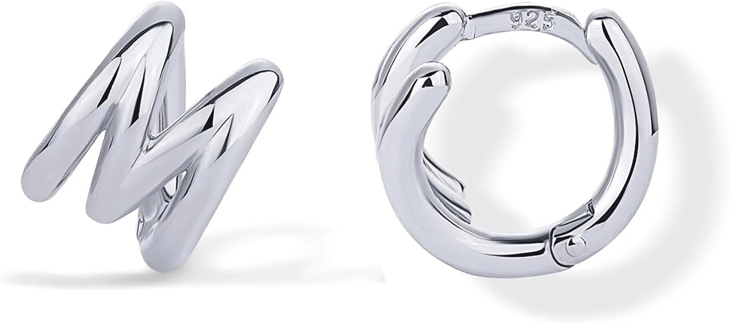 گوشواره های حلقه ای ظریف حرف اول اسم با روکش طلای 14 عیار و پایه نقره استرلینگ PAVOI - حلقه های کوچک طلا با حرف اول اسم - گوشواره های ترندی حروف الفبا