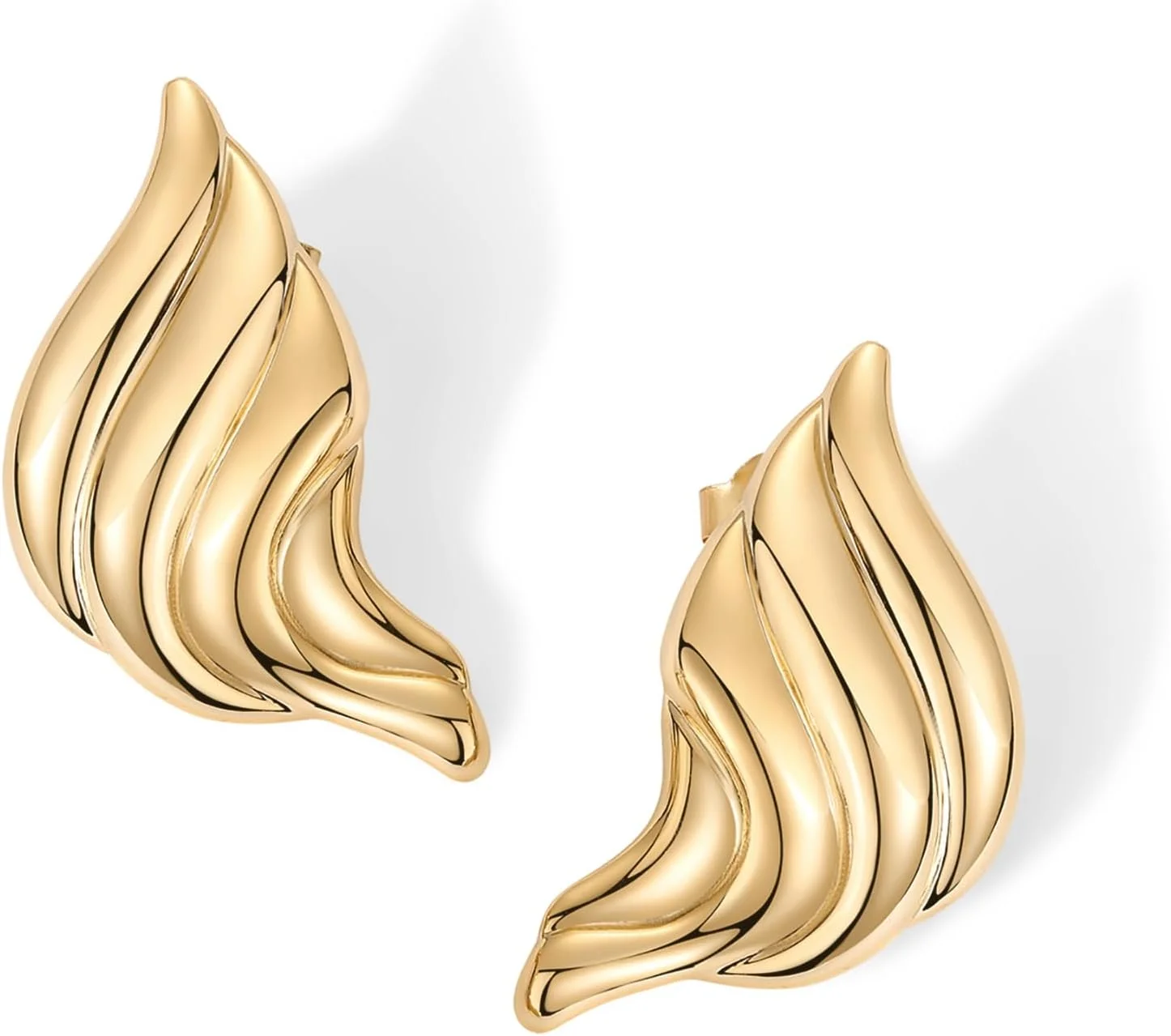 گوشواره های میخی صدف دار برجسته با روکش طلای 14 عیار PAVOI - گوشواره های بیانیه ای هندسی مد روز برای زنان گوشواره های میخی صدف دار برجسته با روکش طلای 14 عیار PAVOI - گوشواره های بیانیه ای هندسی مد روز برای زنان