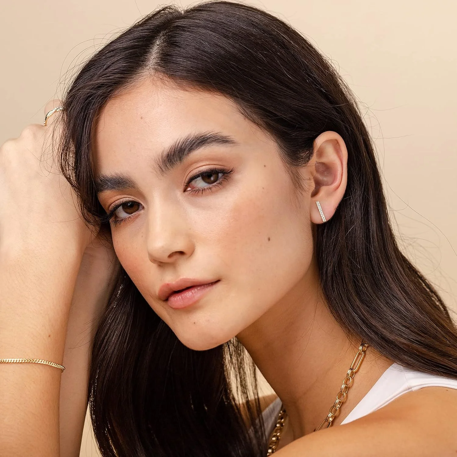 گوشواره های میخی میله ای کوچک ظریف با روکش طلای 14 عیار و پایه نقره استرلینگ پاوی | گوشواره طلا زنانه گوشواره های میخی میله ای کوچک ظریف با روکش طلای 14 عیار و پایه نقره استرلینگ پاوی | گوشواره طلا زنانه