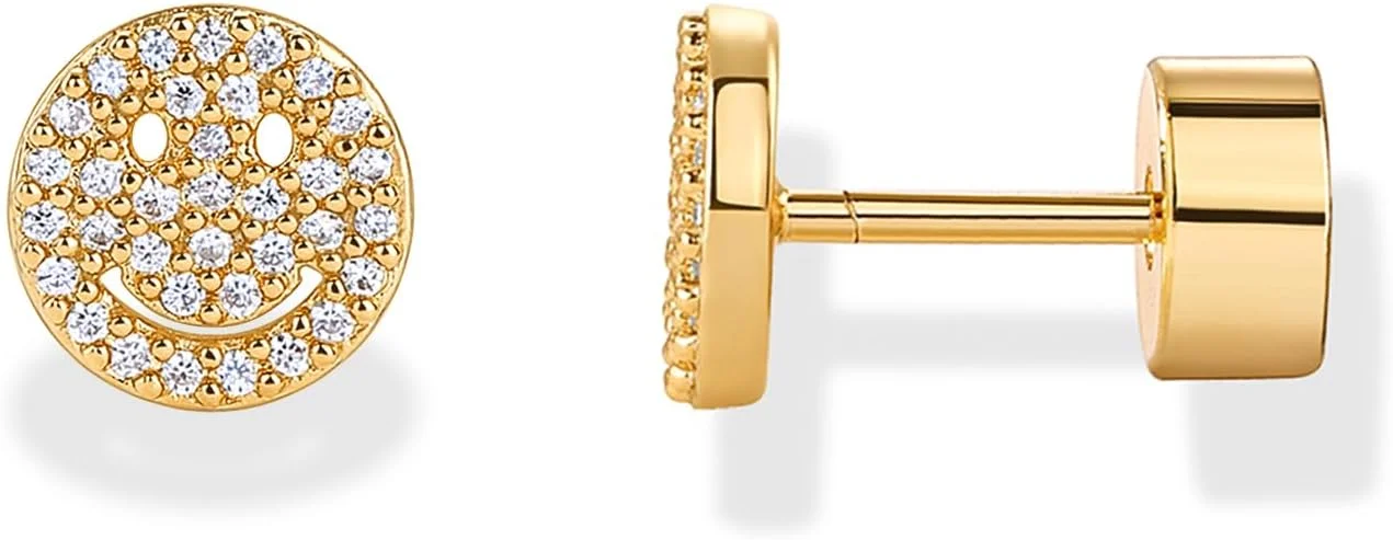 گوشواره های میخی ایموجی ظریف با روکش طلای 14 عیار و پایه نقره استرلینگ PAVOI برای زنان | جواهرات پیرسینگ غضروف هلیکس ظریف | شبدر مارتینی استخوان آرزو گل رز خندان گیلاس قارچ