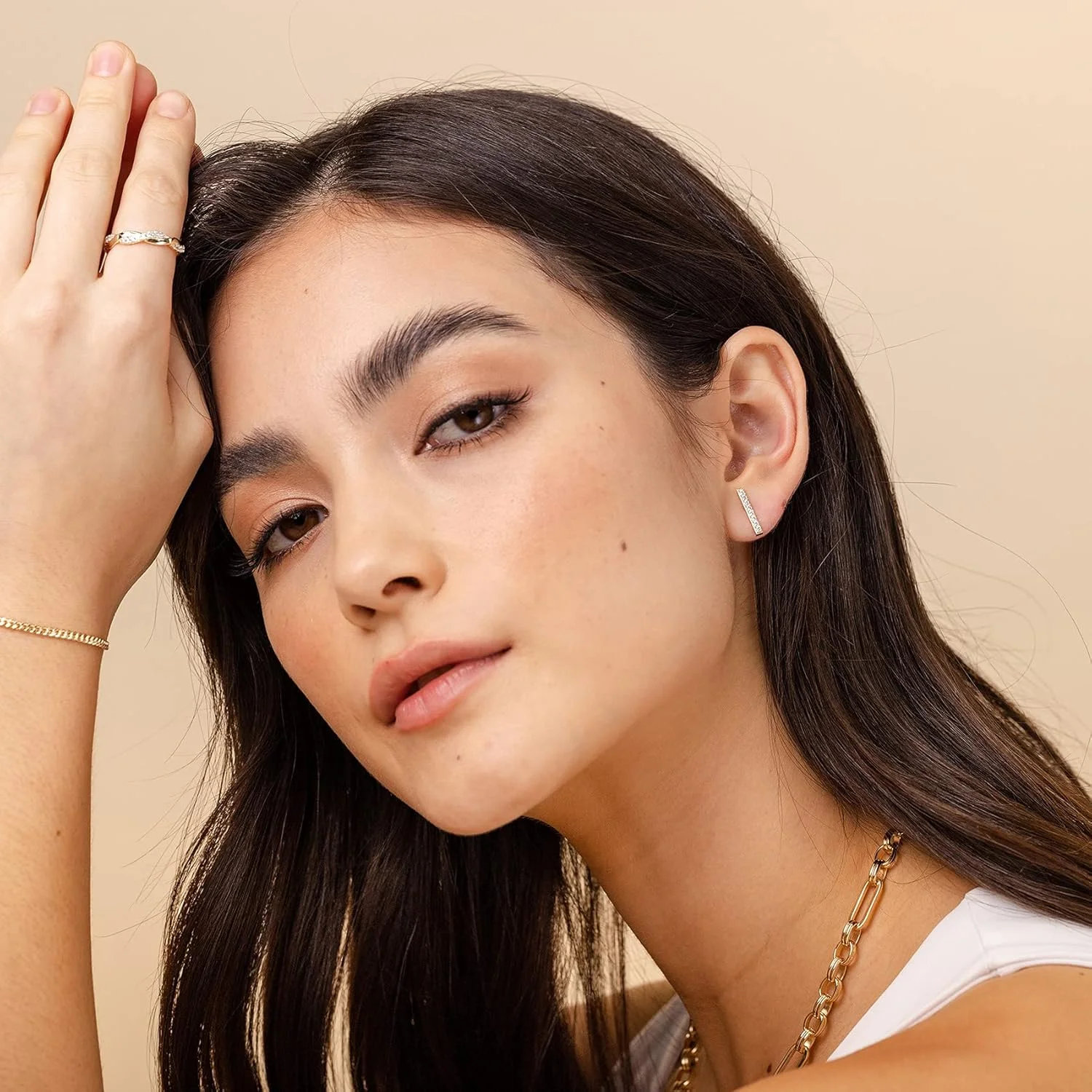 گوشواره های میخی میله ای کوچک ظریف با روکش طلای 14 عیار و پایه نقره استرلینگ پاوی | گوشواره طلا زنانه گوشواره های میخی میله ای کوچک ظریف با روکش طلای 14 عیار و پایه نقره استرلینگ پاوی | گوشواره طلا زنانه