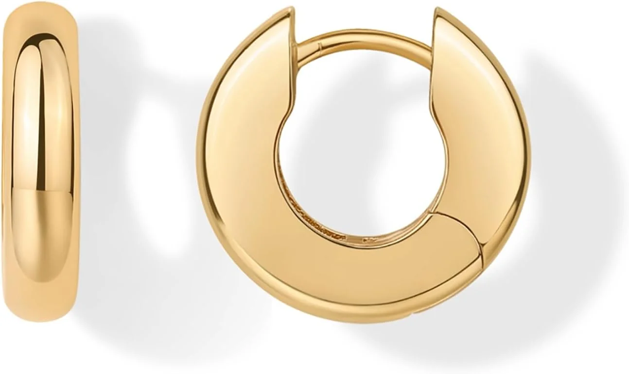 گوشواره های حلقه ای زنانه پاوی با روکش طلای 14 عیار، مدل درشت، جسورانه، براق، شیک و مد روز