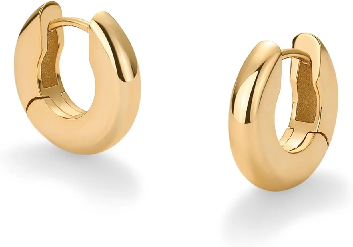 گوشواره های حلقه ای زنانه پاوی با روکش طلای 14 عیار، مدل درشت، جسورانه، براق، شیک و مد روز گوشواره های حلقه ای زنانه پاوی با روکش طلای 14 عیار، مدل درشت، جسورانه، براق، شیک و مد روز