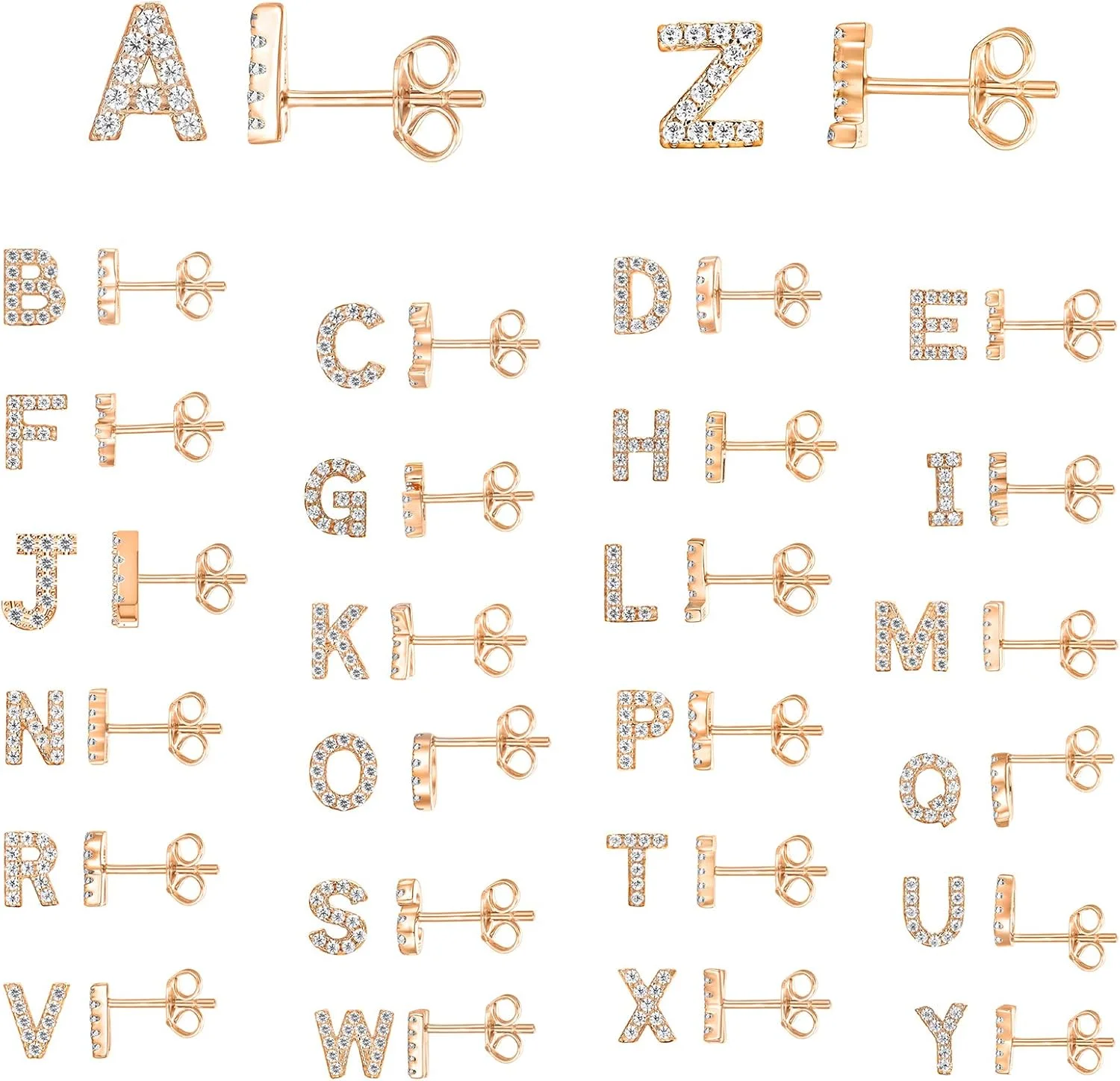 گوشواره های میخی حروف اول اسم زنانه پاوی با روکش طلای 14 عیار و نقره استرلینگ 925 و نگین زیرکونیا مکعبی | گوشواره های حروف الفبا با الماس مصنوعی گوشواره های میخی حروف اول اسم زنانه پاوی با روکش طلای 14 عیار و نقره استرلینگ 925 و نگین زیرکونیا مکعبی | گوشواره های حروف الفبا با الماس مصنوعی