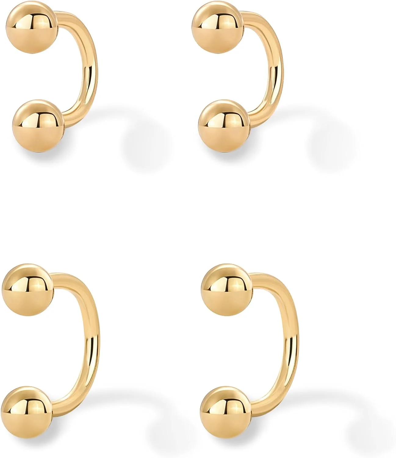 گوشواره های نیمه آغوشی دوتایی با روکش طلای 14 عیار و پایه نقره استرلینگ PAVOI برای زنان - ست گوشواره حلقه ای بیانی طلایی - گل میخ های زیرکونیا مکعبی توپی قلبی گوشواره های نیمه آغوشی دوتایی با روکش طلای 14 عیار و پایه نقره استرلینگ PAVOI برای زنان - ست گوشواره حلقه ای بیانی طلایی - گل میخ های زیرکونیا مکعبی توپی قلبی