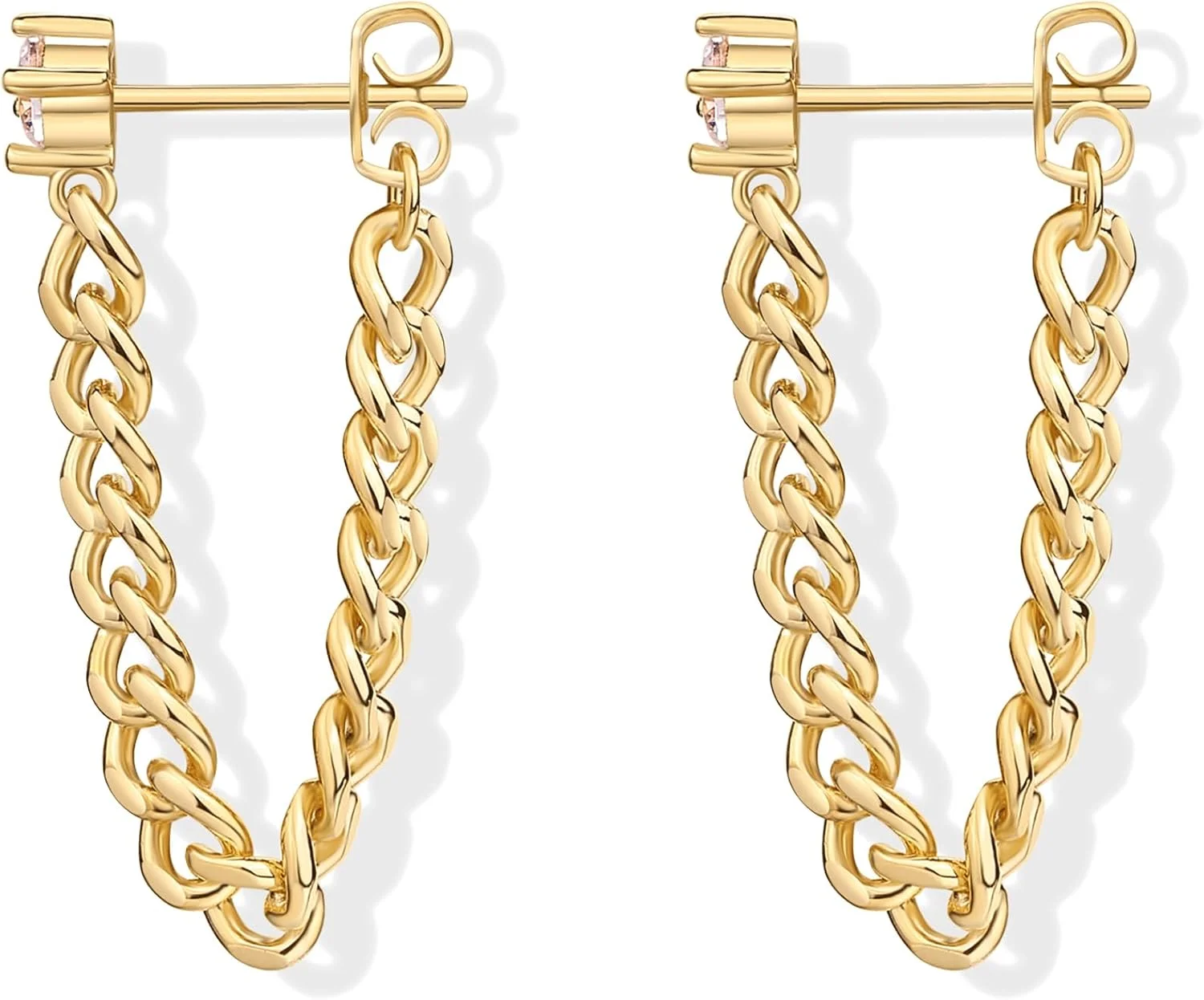 گوشواره های زنجیره ای آویز میخی نقره استرلینگ با روکش طلای 18 عیار PAVOI برای زنان | گوشواره های آویز نگین زیرکونیا مکعبی | گوشواره های Earscapes گوشواره های زنجیره ای آویز میخی نقره استرلینگ با روکش طلای 18 عیار PAVOI برای زنان | گوشواره های آویز نگین زیرکونیا مکعبی | گوشواره های Earscapes