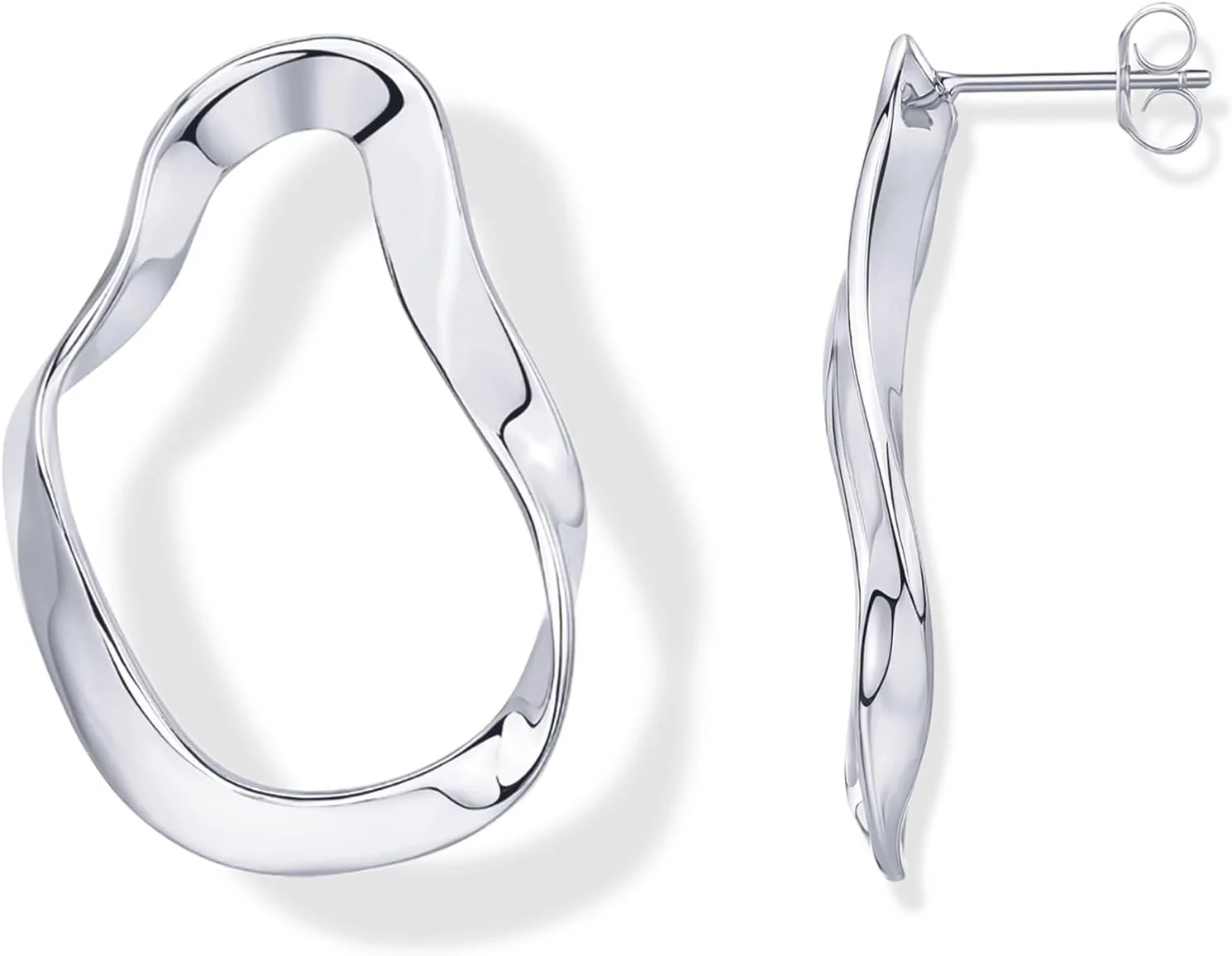 گوشواره های آویز طرح دار موجی با روکش طلای 14 عیار و پایه نقره استرلینگ پاوی | گوشواره های حلقه ای بی نهایت تابیده سبک وزن