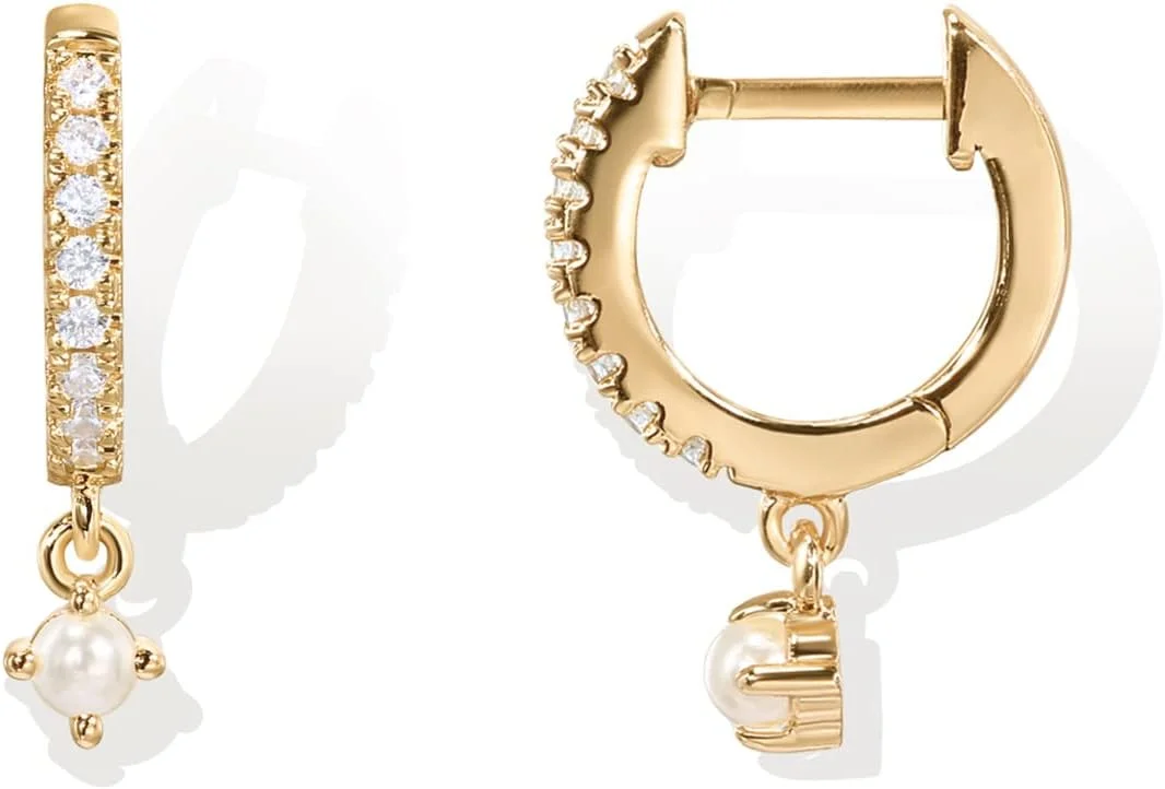 گوشواره های آویزی/آویزهای سبک وزن با روکش طلای 14 عیار و پایه نقره استرلینگ S925 پاوی برای زنان | زیورآلات مذهبی: صلیب، چشم نظر، شبدر، سلتیک | گوشواره های ظریف برای زنان