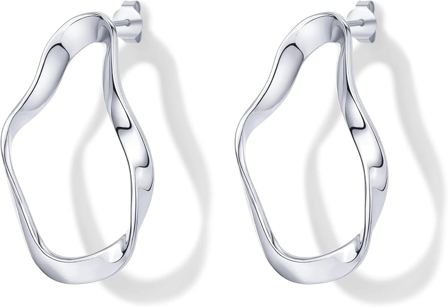 گوشواره های آویز طرح دار موجی با روکش طلای 14 عیار و پایه نقره استرلینگ پاوی | گوشواره های حلقه ای بی نهایت تابیده سبک وزن