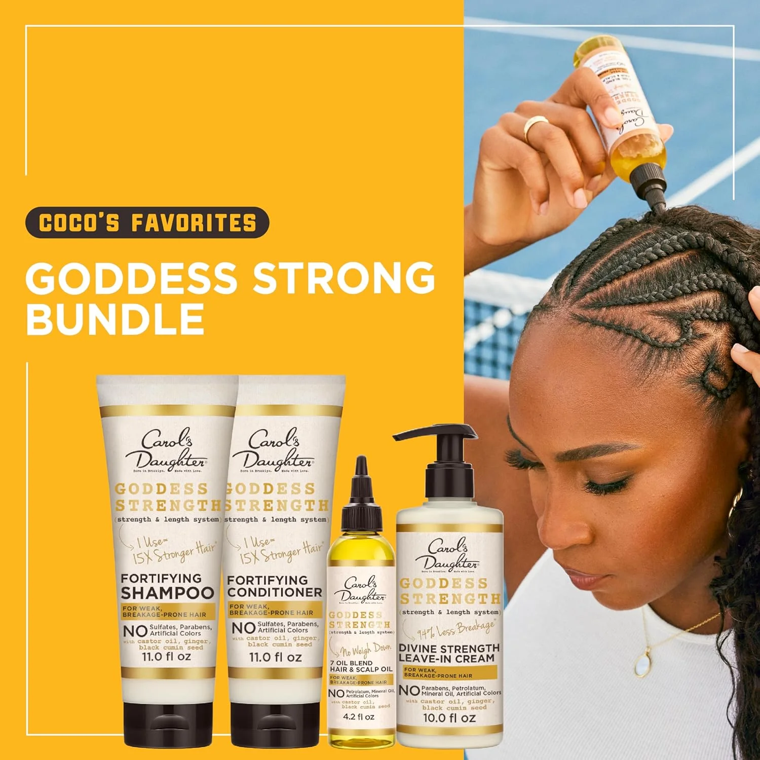 مجموعه تقویت کننده مو کارول دختر - کوکو گاف Goddess Strong: کیت مراقبت از مو شامل شامپو، نرم کننده، درمان بدون آبکشی و روغن پوست سر، 4 عدد مجموعه تقویت کننده مو کارول دختر - کوکو گاف Goddess Strong: کیت مراقبت از مو شامل شامپو، نرم کننده، درمان بدون آبکشی و روغن پوست سر، 4 عدد