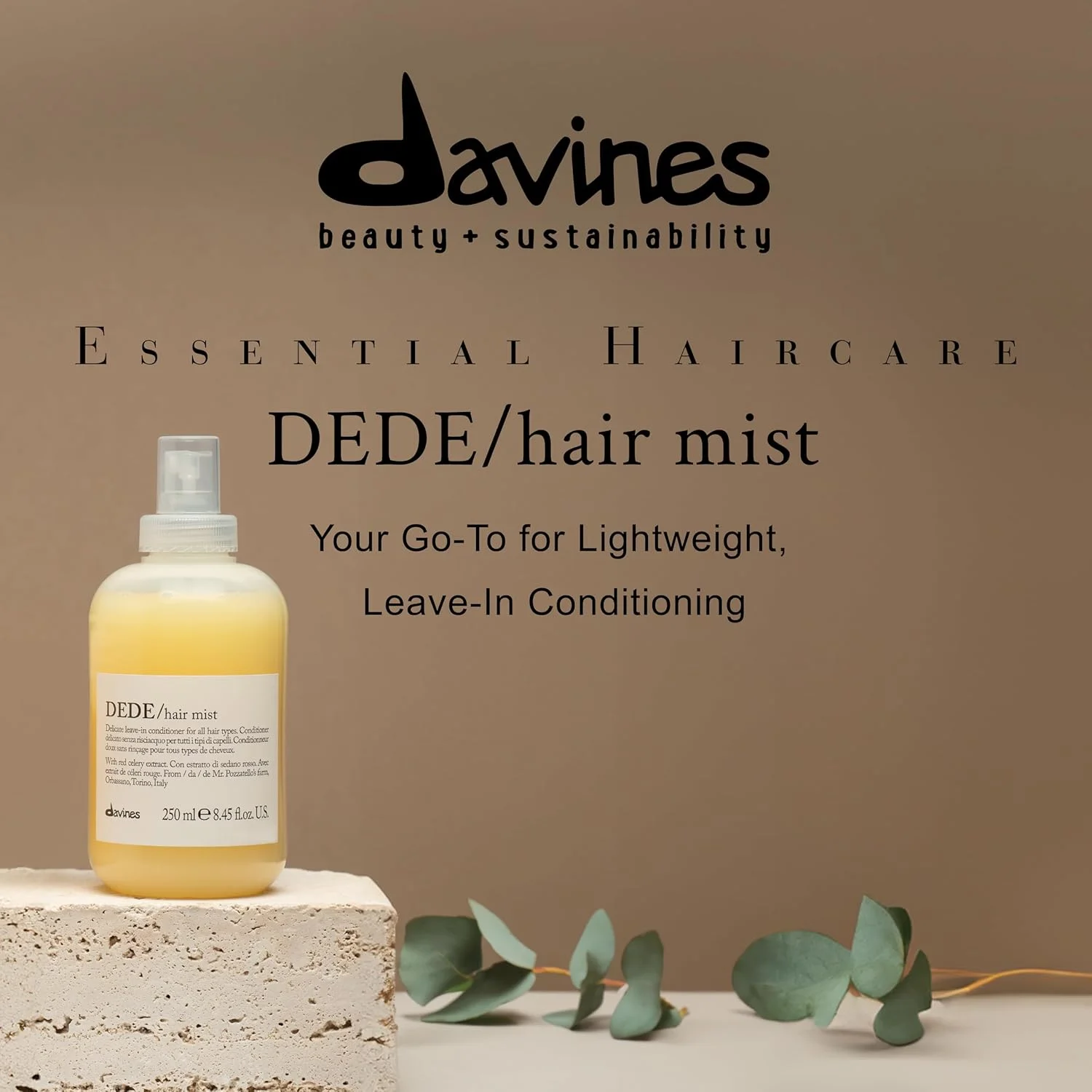 اسپری مو Davines DEDE، نرم کننده سبک و بدون نیاز به آبکشی، مرطوب کننده و درخشان کننده، افزایش شانه پذیری موهای نازک، 250 میلی لیتر