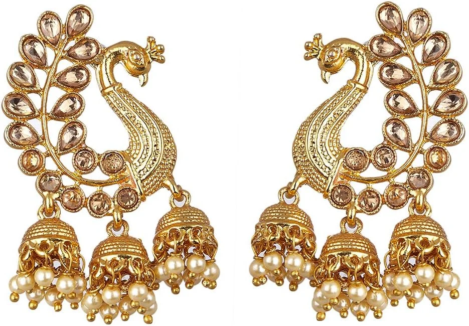 گوشواره زنانه Zeneme مدل Peacock مرواریدی گوشواره زنانه Zeneme مدل Peacock مرواریدی