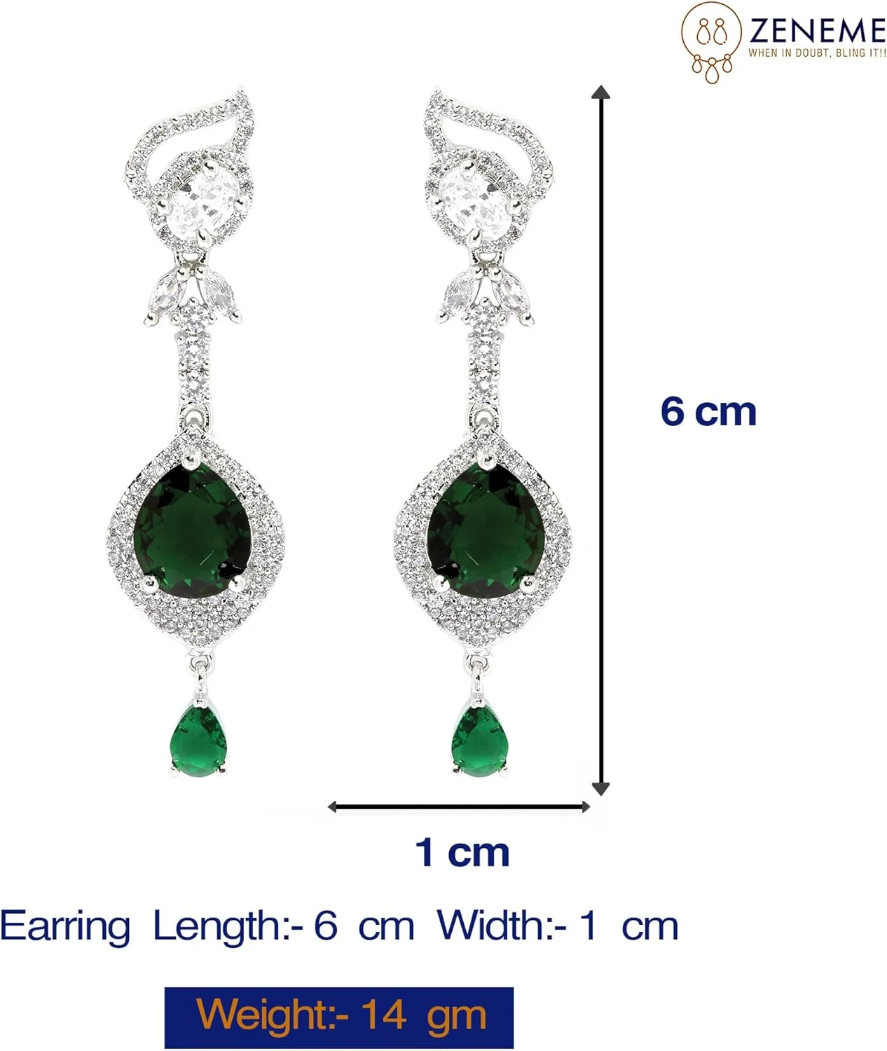 گوشواره های آویز اشکی دست ساز نگین دار الماس آمریکایی با روکش رودیوم زنانه و دخترانه (سبز و سفید) از برند زنمی گوشواره های آویز اشکی دست ساز نگین دار الماس آمریکایی با روکش رودیوم زنانه و دخترانه (سبز و سفید) از برند زنمی