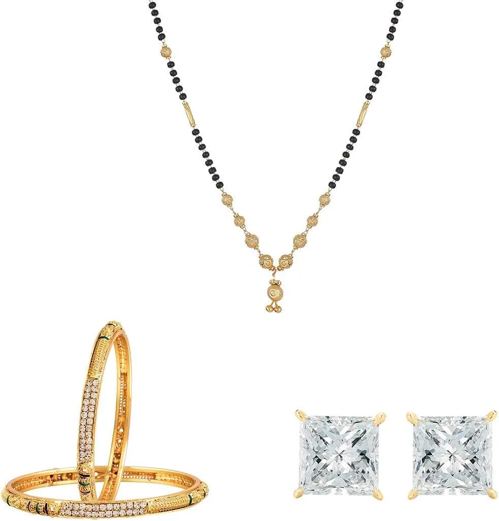 زیورآلات زنانه و دخترانه شامل مانگالسوترای مد روز، النگوهای عروسی و گوشواره های AD برند Zeneme