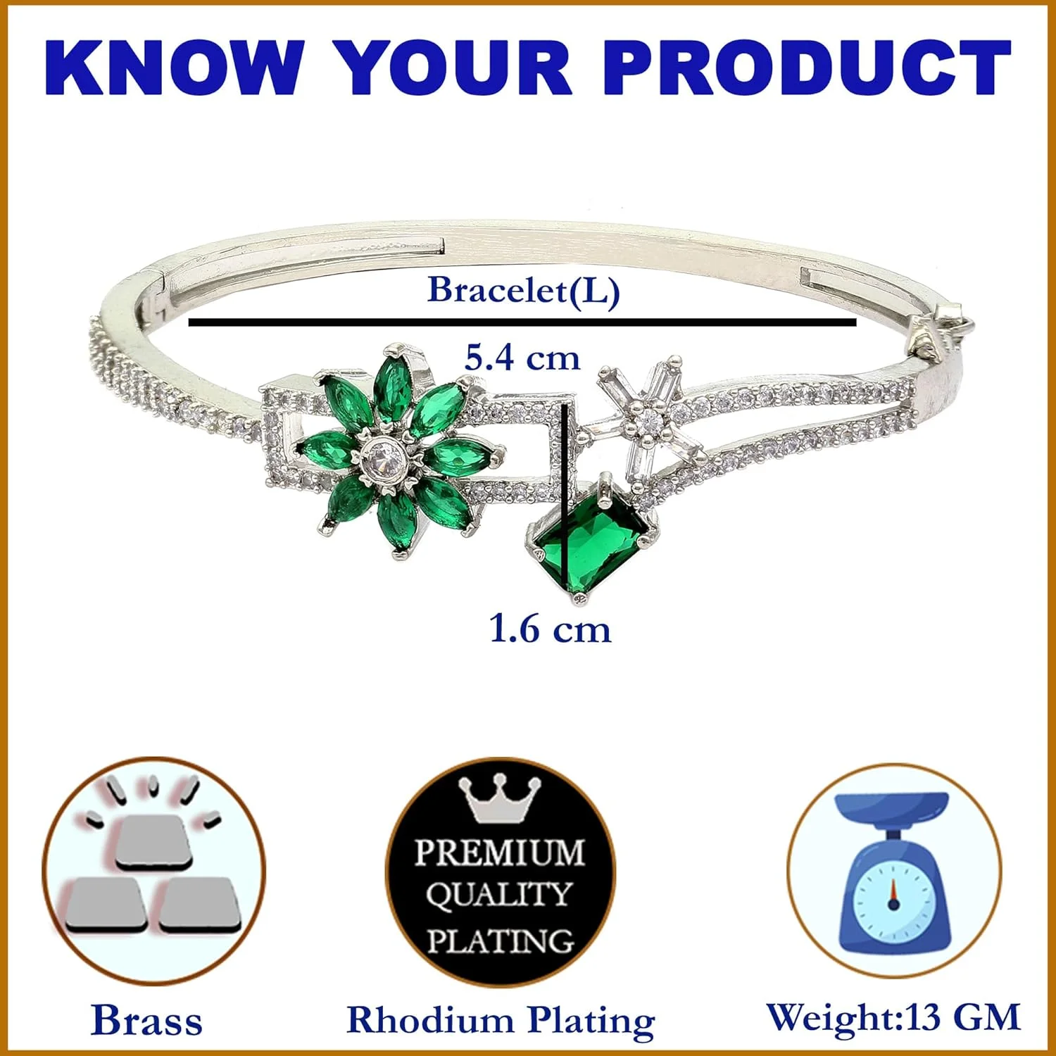 دستبند النگویی زنانه و دخترانه طرح گل و مربع نگین دار با روکش رودیوم برند زنیم دستبند النگویی زنانه و دخترانه طرح گل و مربع نگین دار با روکش رودیوم برند زنیم