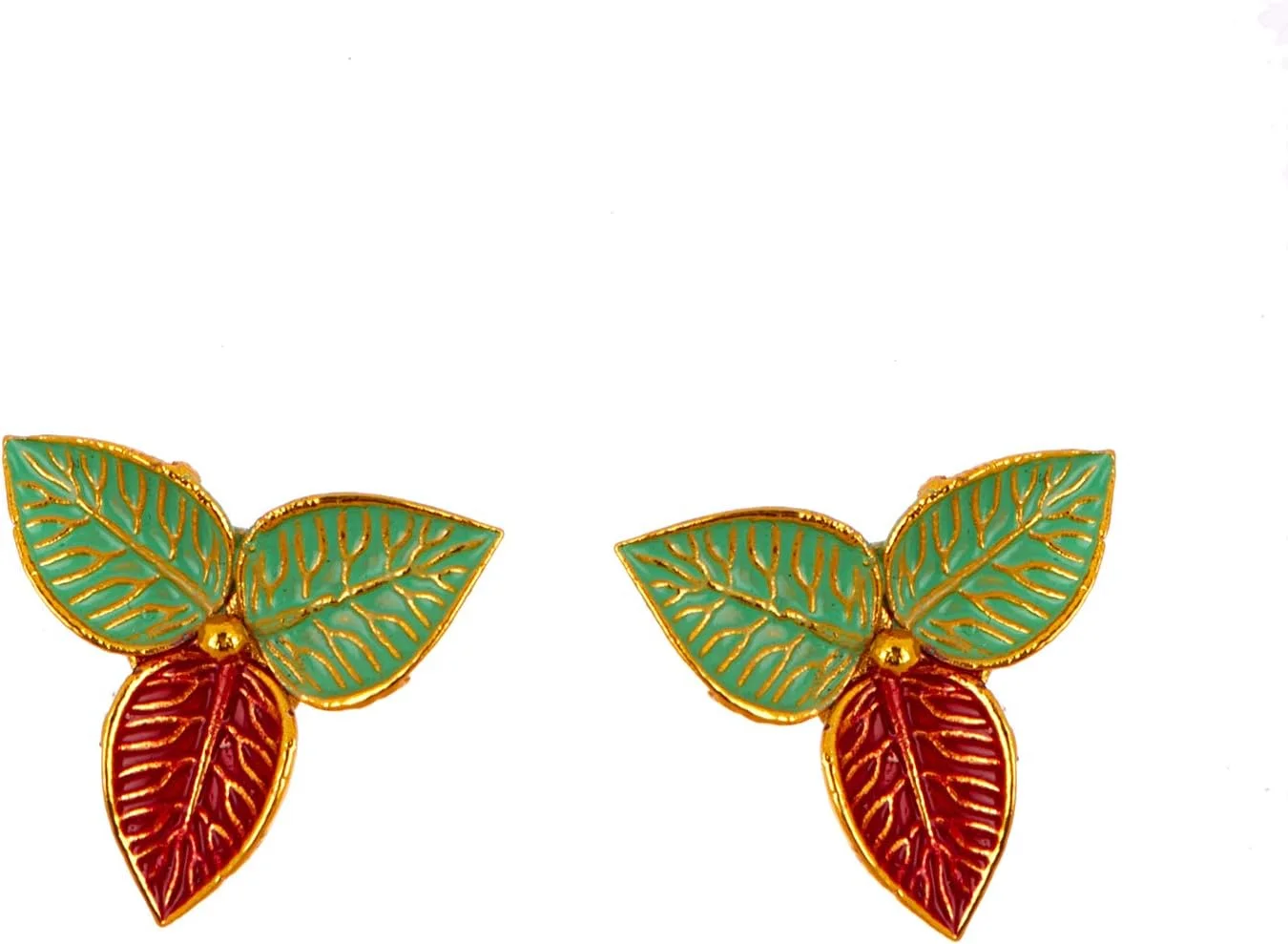 ست جواهرات زنانه Zeneme با روکش طلا، طراحی میناکاری، طرح برگ، شامل گردنبند و گوشواره ست جواهرات زنانه Zeneme با روکش طلا، طراحی میناکاری، طرح برگ، شامل گردنبند و گوشواره