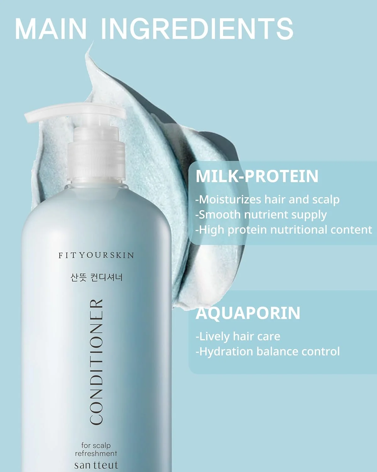 نرم کننده مو و طراوت بخش پوست سر FIT YOUR SKIN SAN TTEUT - نرم کننده معطر کراتین و پروتئین با pH 5.5 برای تسکین ریزش مو، شفاف سازی پوست سر، رایحه نعناع و مشک سفید - فاقد پارابن - 500 میلی لیتر نرم کننده مو و طراوت بخش پوست سر FIT YOUR SKIN SAN TTEUT - نرم کننده معطر کراتین و پروتئین با pH 5.5 برای تسکین ریزش مو، شفاف سازی پوست سر، رایحه نعناع و مشک سفید - فاقد پارابن - 500 میلی لیتر