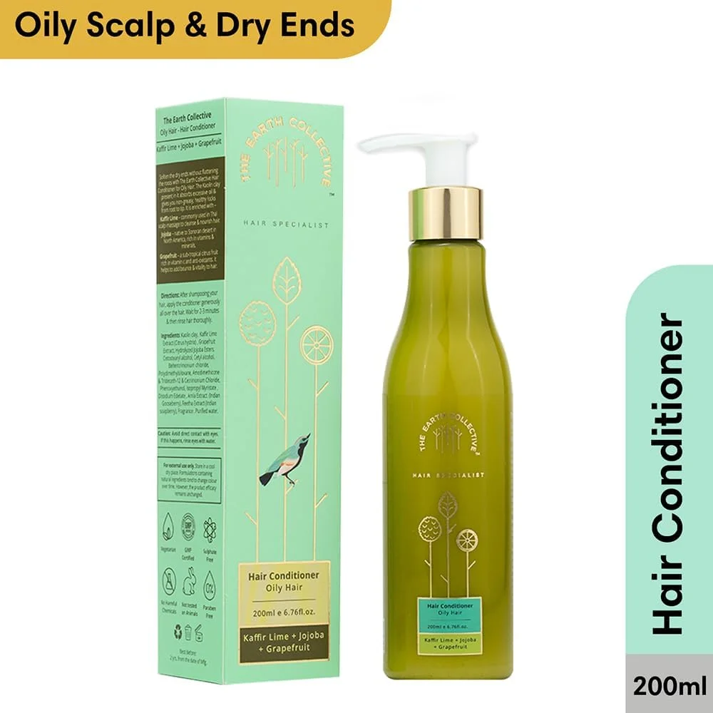 نرم کننده مو THE EARTH COLLECTIVE برای پوست سر چرب | حاوی مواد مغذی غنی مانند جوجوبا، گریپ فروت، ویتامین C، آنتی اکسیدان برای تغذیه مو | کاهش ریزش مو | تقویت مو | بسته 200 میلی لیتری