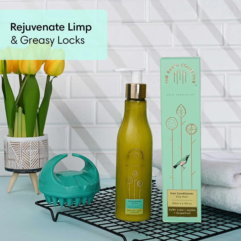 نرم کننده مو THE EARTH COLLECTIVE برای پوست سر چرب | حاوی مواد مغذی غنی مانند جوجوبا، گریپ فروت، ویتامین C، آنتی اکسیدان برای تغذیه مو | کاهش ریزش مو | تقویت مو | بسته 200 میلی لیتری