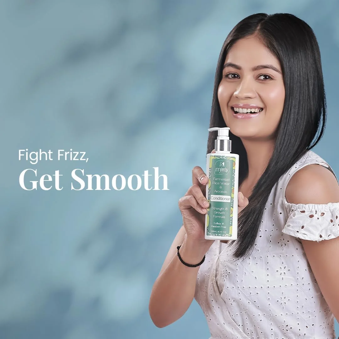 نرم کننده مو آب برنج تخمیر شده Mittiy Made حاوی آووکادو، نرم کننده طبیعی مو برای موهای خشک و وز شده با عصاره آب برنج، نرم کننده مغذی با فرمول تقویت و رشد مو 250 میلی لیتر