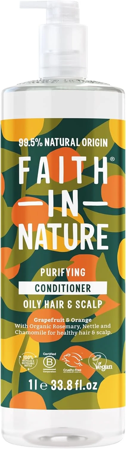 نرم کننده موی طبیعی گریپ فروت و پرتقال Faith In Nature حجم 1 لیتر، تصفیه کننده مو و پوست سر چرب، وگان و بدون تست حیوانی، بدون SLS، سیلیکون یا پارابن، سایز خانواده نرم کننده موی طبیعی گریپ فروت و پرتقال Faith In Nature حجم 1 لیتر، تصفیه کننده مو و پوست سر چرب، وگان و بدون تست حیوانی، بدون SLS، سیلیکون یا پارابن، سایز خانواده