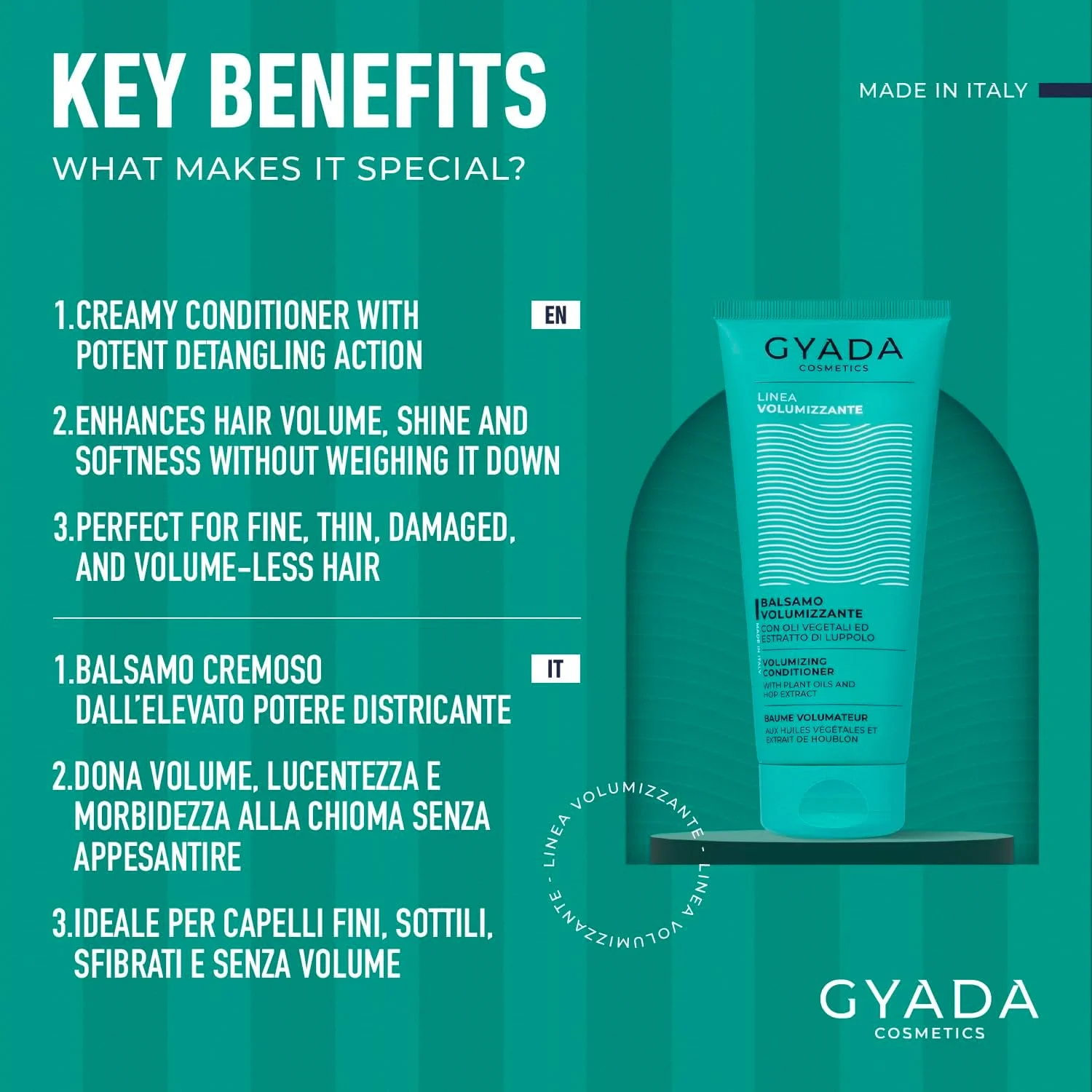 نرم کننده حجم دهنده مو جیادا کازمتیکس مناسب برای موهای نازک، باز کننده گره مو، برای موهای نرم و حجیم بر پایه آب آلوئه ورا 200 میلی لیتر