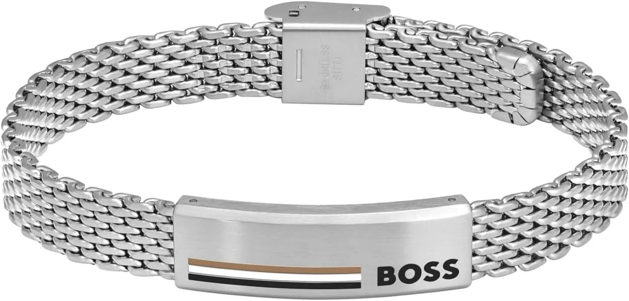 دستبند زنجیری مردانه BOSS Jewelry مدل ALEN Collection از جنس استیل ضد زنگ - موجود در نسخه های نقره ای یا طلایی