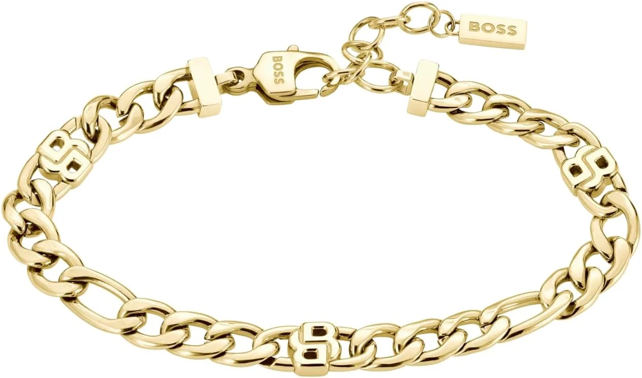 دستبند زنانه BOSS Jewelry مدل Double B Infinity Link استیل ضد زنگ و طلای زرد