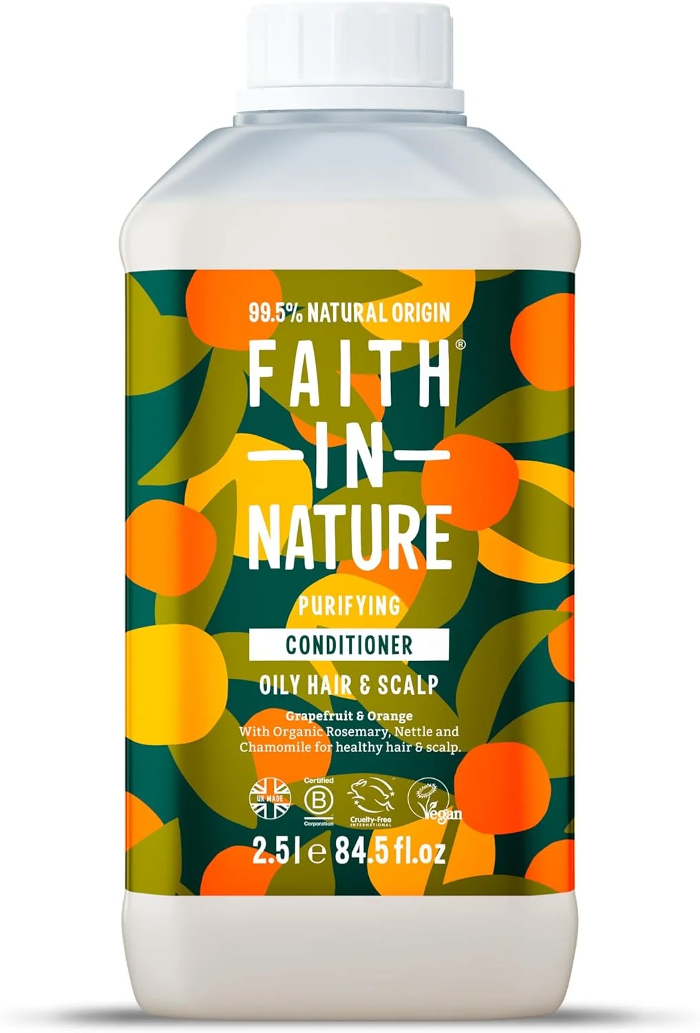 نرم کننده طبیعی گریپ فروت و پرتقال Faith In Nature، تصفیه کننده برای مو و پوست سر چرب، وگان و بدون تست حیوانی، بدون SLS، سیلیکون یا پارابن، حجم 2.5 لیتر نرم کننده طبیعی گریپ فروت و پرتقال Faith In Nature، تصفیه کننده برای مو و پوست سر چرب، وگان و بدون تست حیوانی، بدون SLS، سیلیکون یا پارابن، حجم 2.5 لیتر