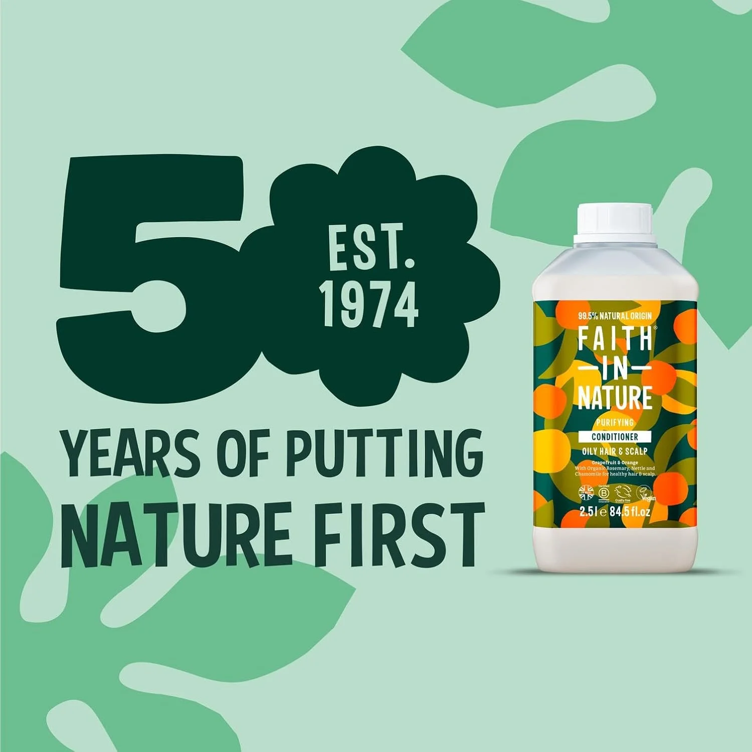 نرم کننده طبیعی گریپ فروت و پرتقال Faith In Nature، تصفیه کننده برای مو و پوست سر چرب، وگان و بدون تست حیوانی، بدون SLS، سیلیکون یا پارابن، حجم 2.5 لیتر نرم کننده طبیعی گریپ فروت و پرتقال Faith In Nature، تصفیه کننده برای مو و پوست سر چرب، وگان و بدون تست حیوانی، بدون SLS، سیلیکون یا پارابن، حجم 2.5 لیتر