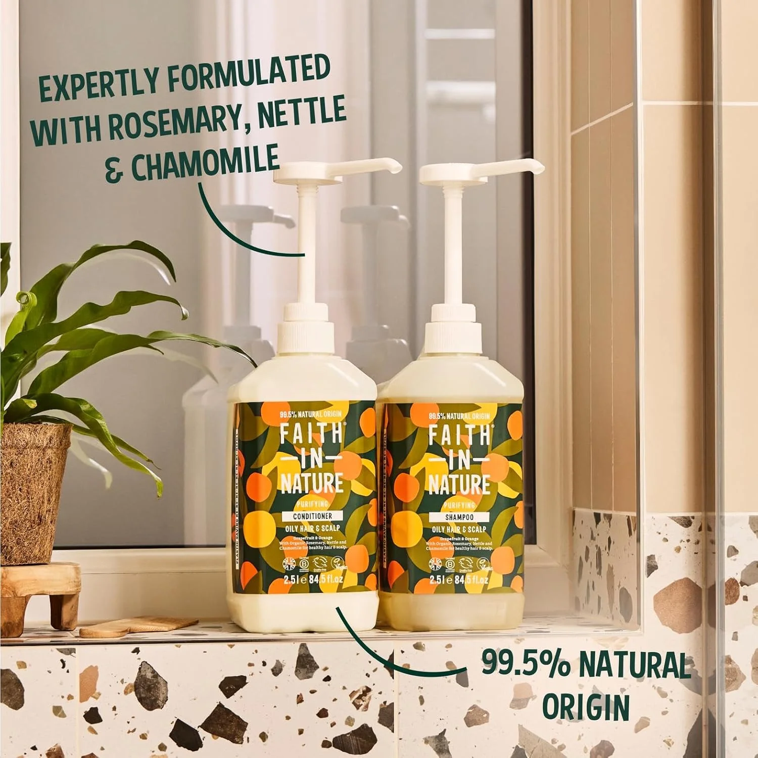 نرم کننده طبیعی گریپ فروت و پرتقال Faith In Nature، تصفیه کننده برای مو و پوست سر چرب، وگان و بدون تست حیوانی، بدون SLS، سیلیکون یا پارابن، حجم 2.5 لیتر نرم کننده طبیعی گریپ فروت و پرتقال Faith In Nature، تصفیه کننده برای مو و پوست سر چرب، وگان و بدون تست حیوانی، بدون SLS، سیلیکون یا پارابن، حجم 2.5 لیتر