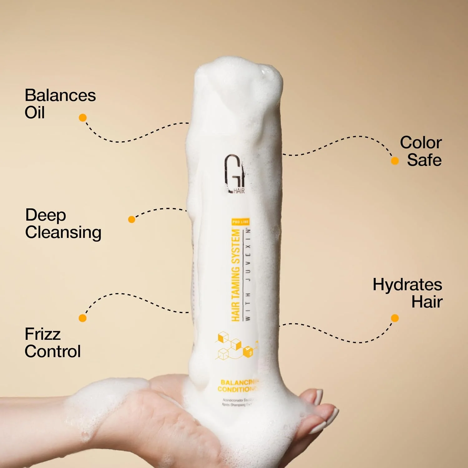 نرم کننده موی سر جی کی هیر گلوبال کراتین بالانسینگ (300 میلی لیتر) مناسب موهای چرب و رنگ شده، استفاده روزانه بعد از شامپو، پاک کننده عمقی و از بین برنده آلودگی ها، بازیابی سطح pH