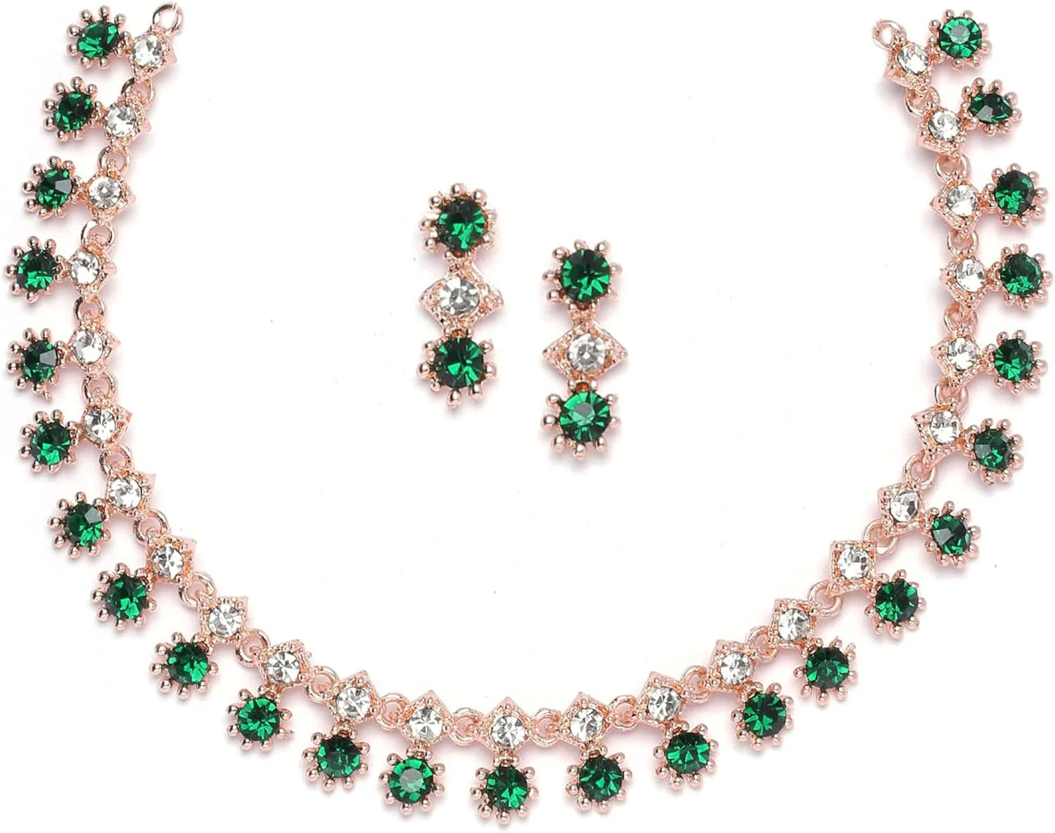 نیم ست گردنبند و گوشواره زنانه طرح ستاره نگین دار رزگلد ZENEME