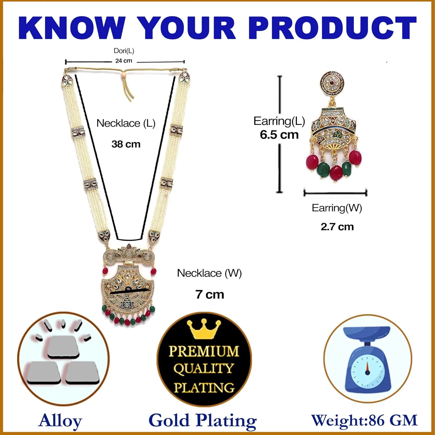 ست جواهرات زنانه Zeneme، گردنبند بلند با روکش طلایی، طراحی حیدرآبادی، گردنبند مرواریدی طرح طاووس به همراه گوشواره ست جواهرات زنانه Zeneme، گردنبند بلند با روکش طلایی، طراحی حیدرآبادی، گردنبند مرواریدی طرح طاووس به همراه گوشواره
