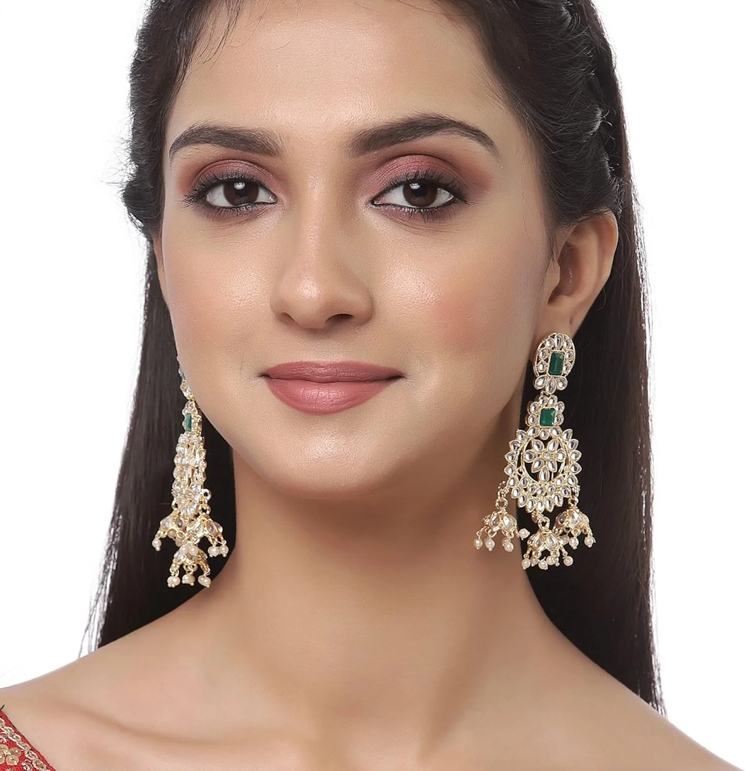 گوشواره های زنانه زنانه ZENEME با روکش طلا و نگین های کندان، مدل Jhumka/Jhumki معاصر گوشواره های زنانه زنانه ZENEME با روکش طلا و نگین های کندان، مدل Jhumka/Jhumki معاصر