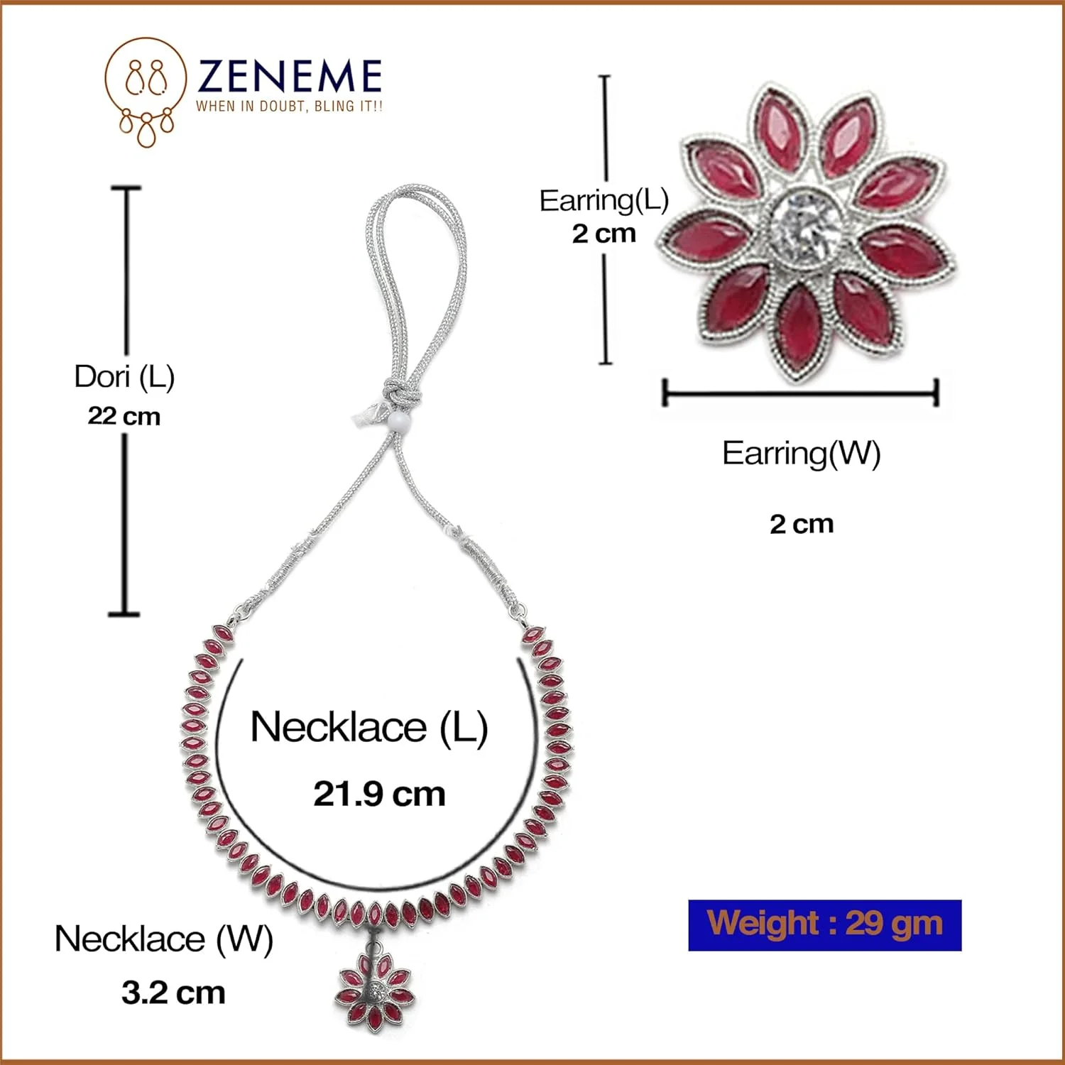 ست زیورآلات زنانه و دخترانه شامل گردنبند، گوشواره با طرح گل و برگ، نگین اتمی و روکش نقره ای اکسید شده برند زنمه ست زیورآلات زنانه و دخترانه شامل گردنبند، گوشواره با طرح گل و برگ، نگین اتمی و روکش نقره ای اکسید شده برند زنمه