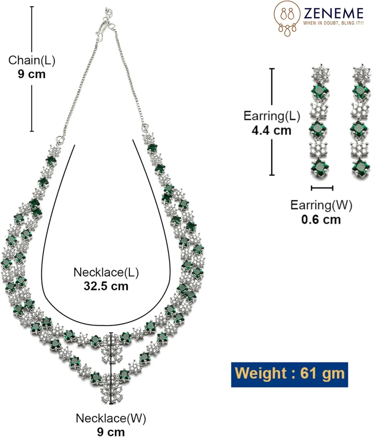 ست گردنبند لایه ای طرح ستاره نگین دار با روکش رودیوم و گوشواره زنانه ZENEME ست گردنبند لایه ای طرح ستاره نگین دار با روکش رودیوم و گوشواره زنانه ZENEME